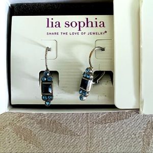 Lia Sophia Blue Rhinestone Dew Drop Earrings